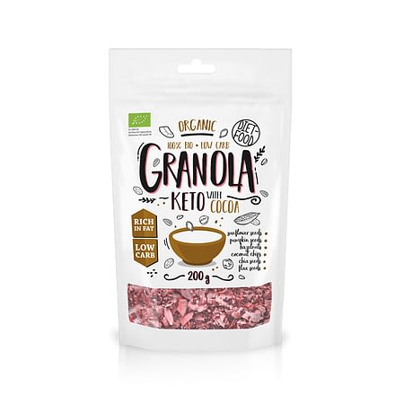 Ekologiška Keto granola su kakava, be cukraus, Diet Food (200g) | ifood.lt