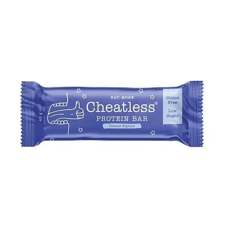 Baltyminis batonėlis su šokoladu ir kokosu, be cukraus ir glitimo, Cheatless (45g) | ifood.lt
